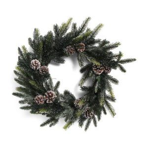 24" Frosted Pine Cone Wreath Winter Elegant Front door decoration